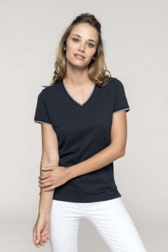 LADIES' PIQUÉ KNIT V-NECK T-SHIRT