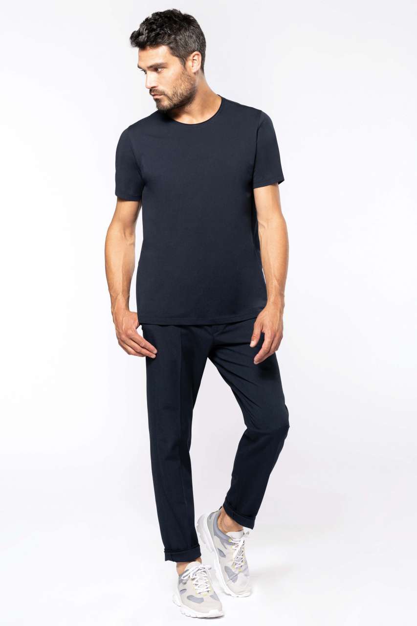 MEN'S SHORT-SLEEVED ORGANIC T-SHIRT WITH RAW EDGE NECKLINE