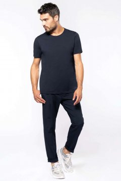 MEN'S SHORT-SLEEVED ORGANIC T-SHIRT WITH RAW EDGE NECKLINE