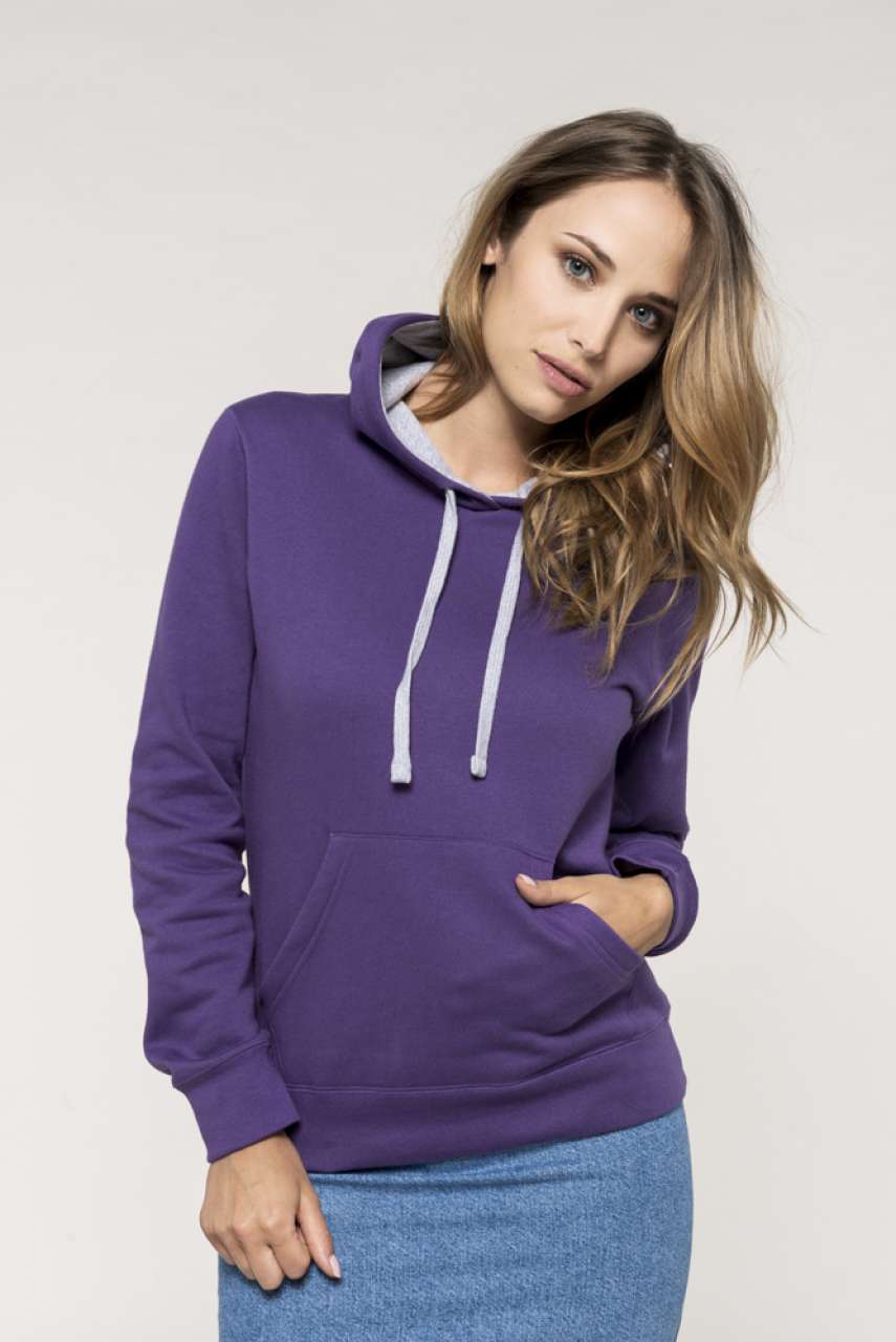 LADIES’ CONTRAST HOODED SWEATSHIRT