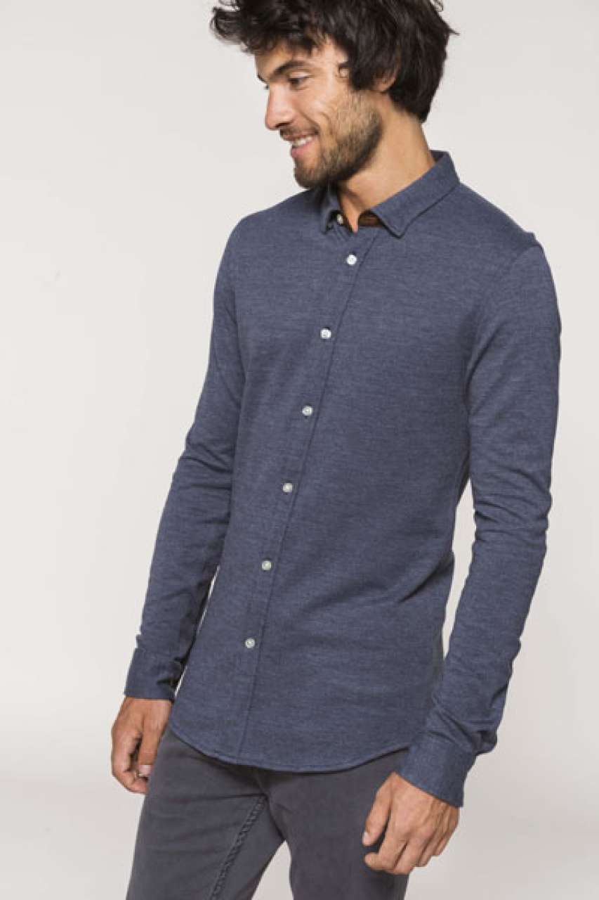 LONG-SLEEVED JACQUARD KNIT SHIRT