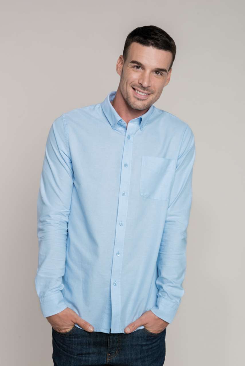 LONG-SLEEVED WASHED OXFORD COTTON SHIRT