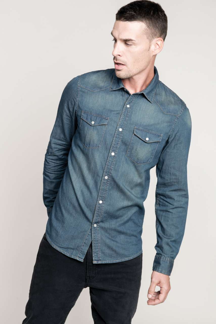 MEN'S LONG-SLEEVED DENIM SHIRT