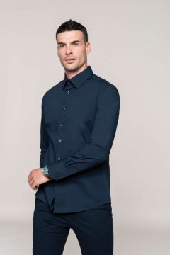 LONG-SLEEVED COTTON/ELASTANE SHIRT