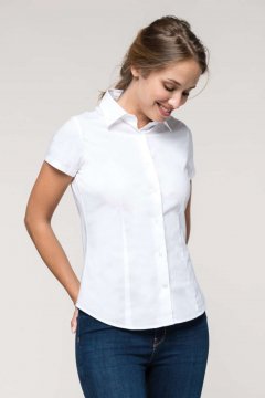 LADIES' SHORT-SLEEVED COTTON/ELASTANE SHIRT