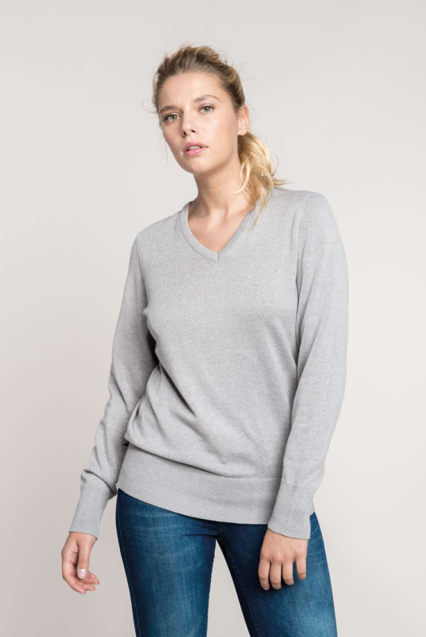 LADIES' V-NECK JUMPER