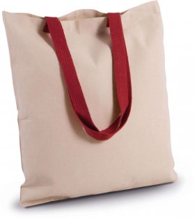 FLAT CANVAS SHOPPER WITH CONTRAST HANDLE