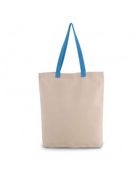 SHOPPER BAG WITH GUSSET AND CONTRAST COLOUR HANDLE