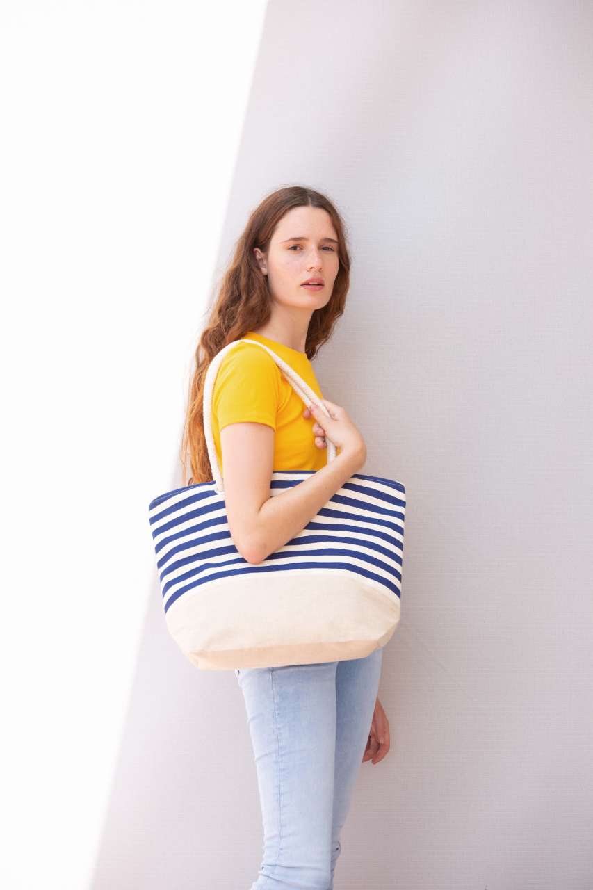 JUTE CANVAS DUFFEL SHOPPING BAG