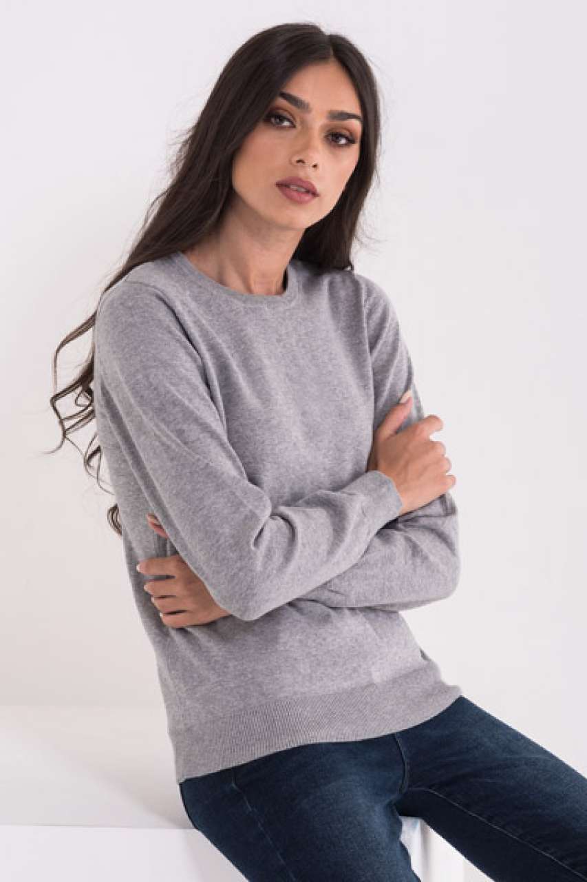 LADIES’ CREW NECK FINE GAUGE COTTON PULLOVER