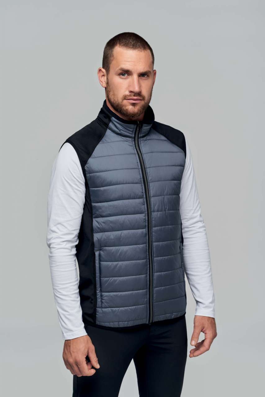 DUAL-FABRIC SLEEVELESS SPORTS JACKET