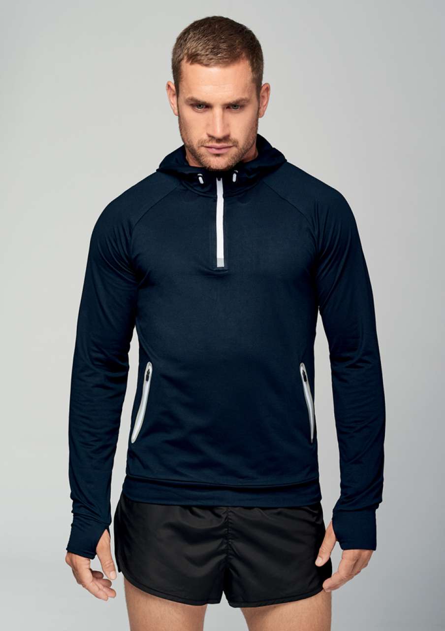 ZIP NECK HOODED SPORTS SWEATSHIRT
