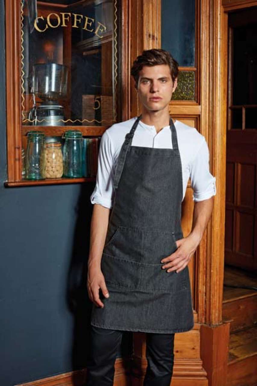 JEANS STITCH DENIM BIB APRON
