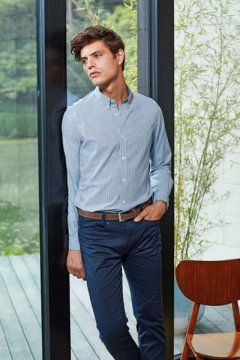 MEN’S COTTON RICH OXFORD STRIPES SHIRT