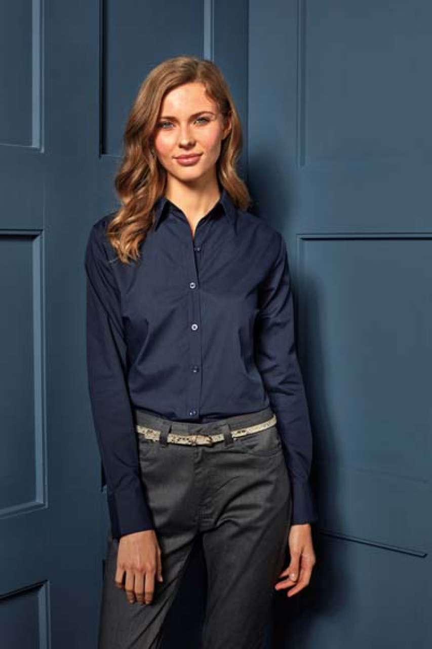WOMEN'S LONG SLEEVE POPLIN BLOUSE