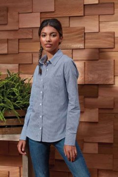 WOMEN'S LONG SLEEVE GINGHAM MICROCHECK SHIRT