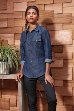 WOMEN'S JEANS STITCH DENIM SHIRT