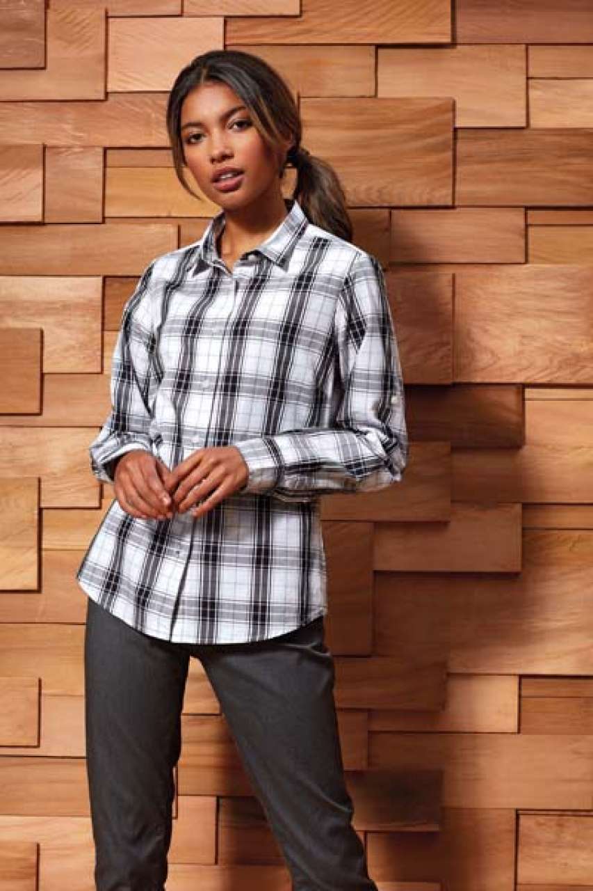 'GINMILL' CHECK - WOMEN'S LONG SLEEVE COTTON SHIRT