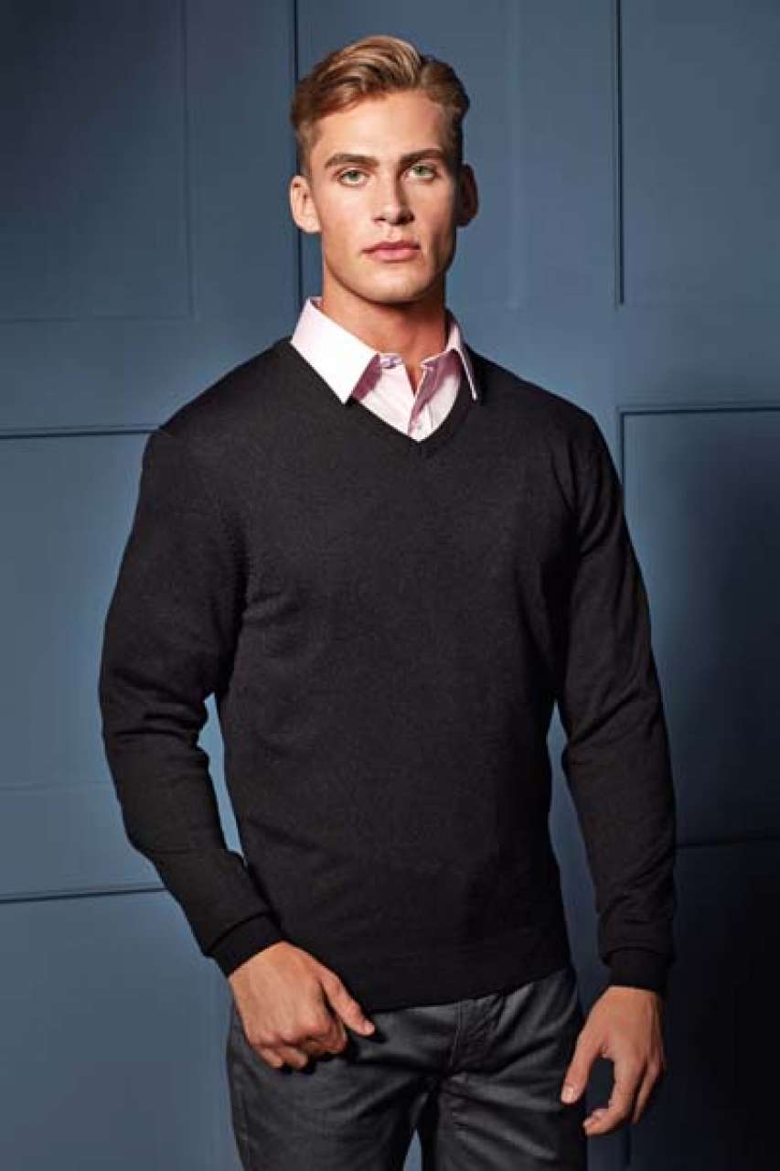 'ESSENTIAL' ACRYLIC MEN'S V-NECK SWEATER