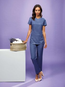 ‘VIOLA' LINEN-LOOK CUT NECK BEAUTY TUNIC