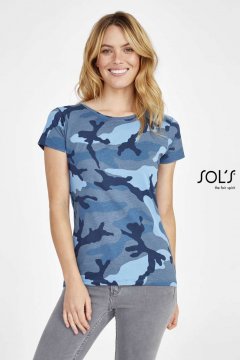 SOL'S CAMO WOMEN - ROUND COLLAR T-SHIRT