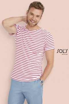 SOL'S MILES MEN - ROUND NECK STRIPED T-SHIRT