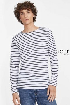 SOL'S MARINE MEN - LONG SLEEVE STRIPED T-SHIRT