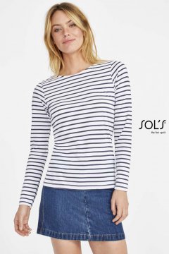 SOL'S MARINE WOMEN - LONG SLEEVE STRIPED T-SHIRT