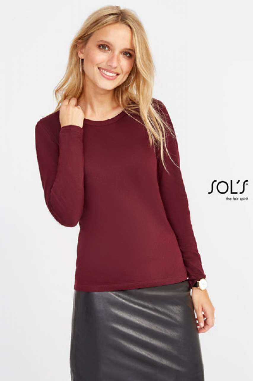 SOL'S MAJESTIC - WOMEN'S ROUND COLLAR LONG SLEEVE T-SHIRT